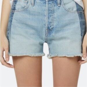 Hudson Lori Denim Shorts Bold Blue Two Tone Button Fly Size 28